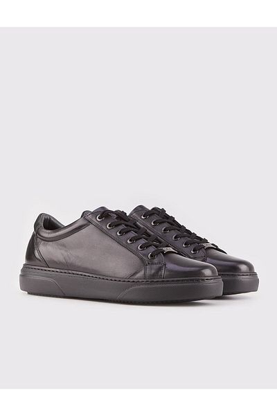 Cabani Black Genuine Leather Men's Sports Shoes - Lace-up
