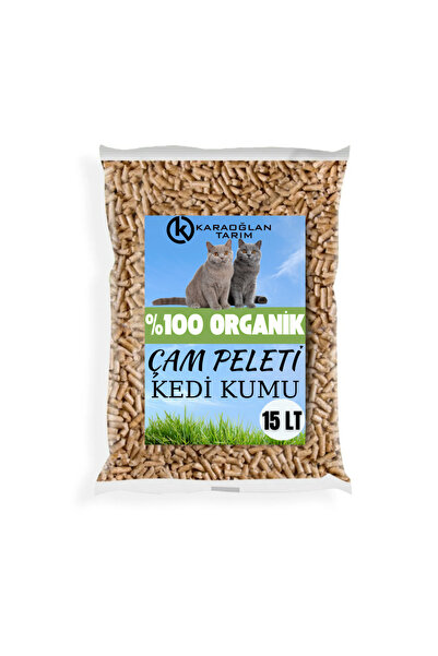 karaoğlan tarım Kedi Kumu Organik %100 Çam Peleti Çam Kokulu ( 7,5 Kg ) 15lt