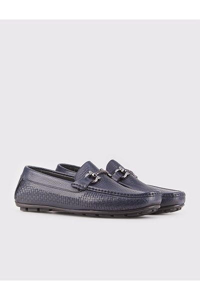 Cabani Genuine Leather Navy Blue Men's Loafer