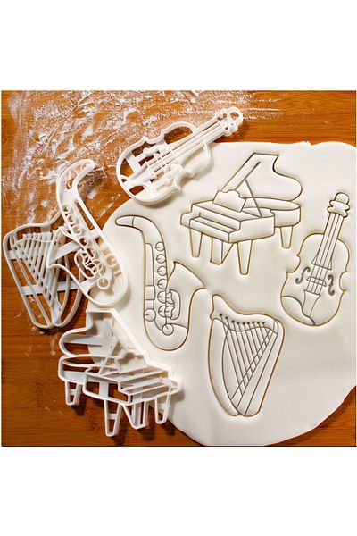 MAHLA Music Themed Violin Saxophone Piano Harp Cookie Mold and Candy Plasticine Mold