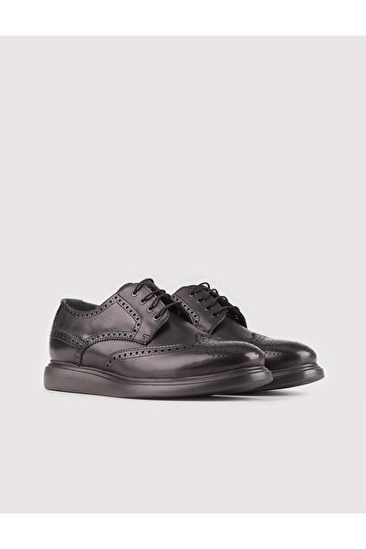 Cabani Ανδρικά παπούτσια casual από γνήσιο δέρμα μαύρα κορδόνια με σόλες gel