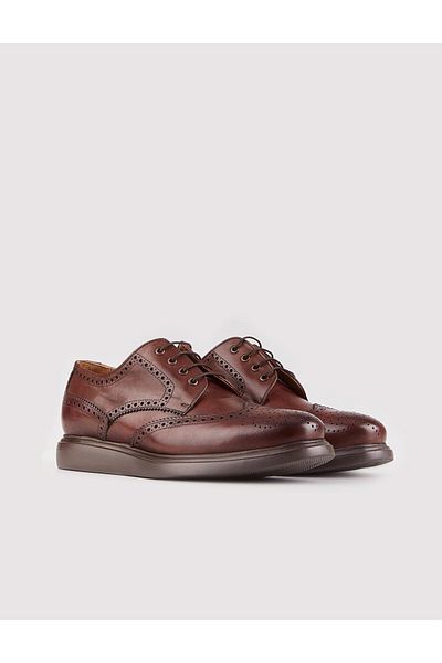 Cabani Genuine Leather Brown Laced Men's Casual Shoes with Gel Soles
