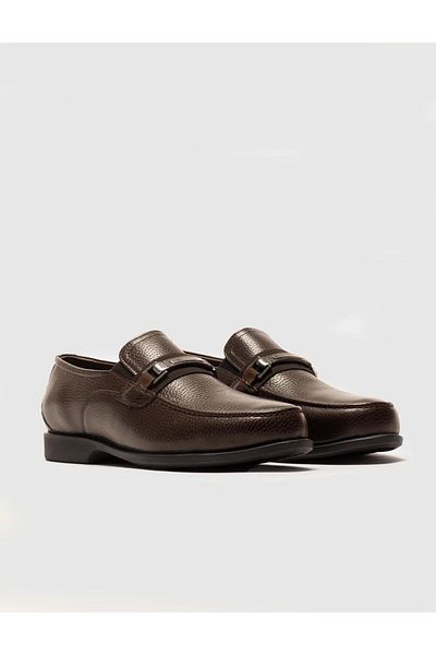 Cabani Men's Casual Shoes - Genuine Leather and Stitching Detail, Brown
