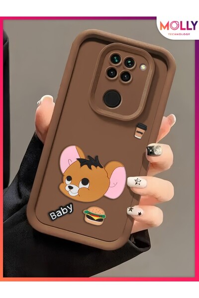 Molly Xiaomi Redmi Note 9 İçin Fallow Brown Kenarları Kalın 3d Kabartmalı Sev...