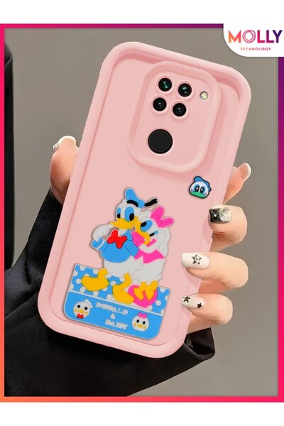Molly Xiaomi Redmi Note 9 İçin Kum Pembesi Kenarları Kalın 3d Kabartmalı Dona...
