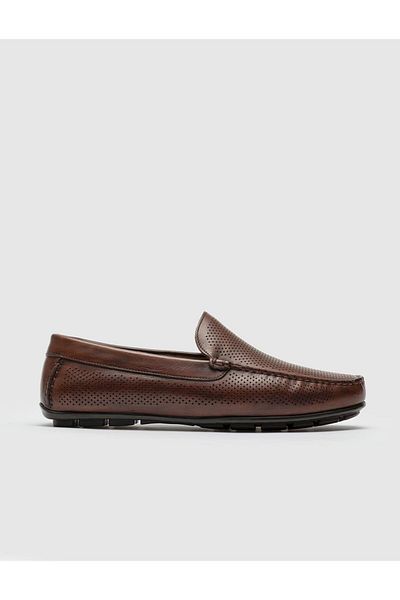 Cabani Genuine Leather Brown Men's Casual Loafer Shoes