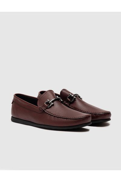Cabani Genuine Leather Claret Red Men's Loafer