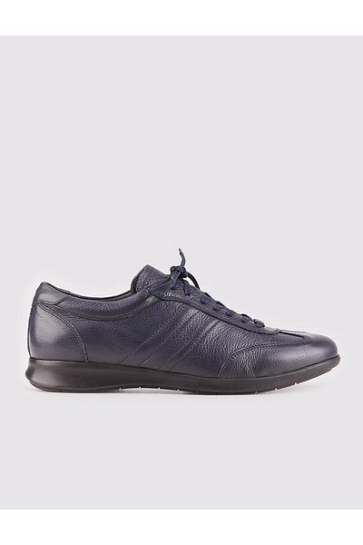 Cabani Genuine Leather Navy Blue Lace-up Non-Slip Sole Men's Casual Shoes