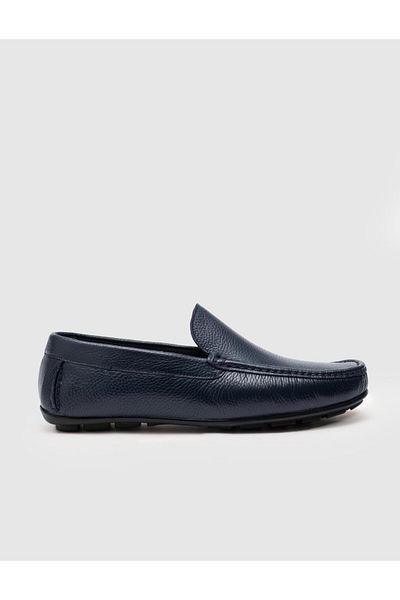Cabani Genuine Leather Navy Blue Men's Loafer
