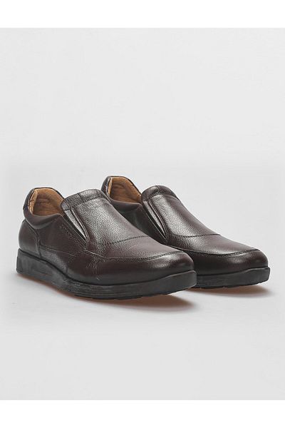 Cabani Genuine Leather Brown Men's Shoes with Rubber Sole