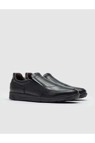 Cabani Genuine Leather Black Lightweight High-Sole Men's Casual Shoes