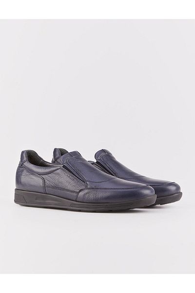 Cabani Rubber Sole Genuine Leather Navy Blue Men's Casual Shoes