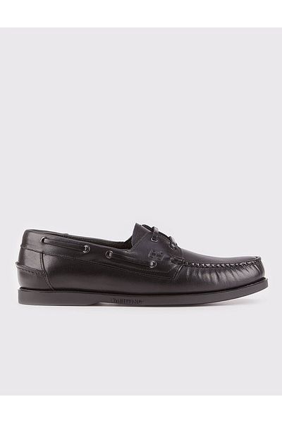 Cabani Genuine Leather Black Rubber Sole Lace Detailed Men's Casual Shoes