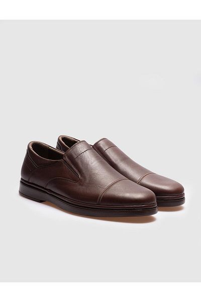Cabani Stitched Genuine Leather Brown Men's Casual Shoes