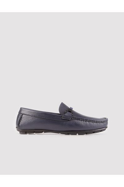 Cabani Men's Genuine Leather Specially Designed Navy Blue Loafer Shoes