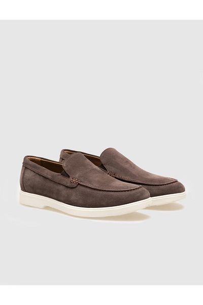 Cabani White Sole Genuine Leather Brown Suede Men's Casual Shoes