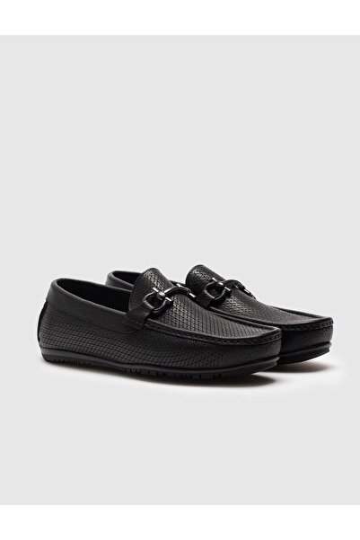 Cabani Hakiki Deri Siyah Erkek Loafer