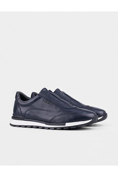 Cabani Genuine Leather White Sole Men's Navy Blue Sports Shoes