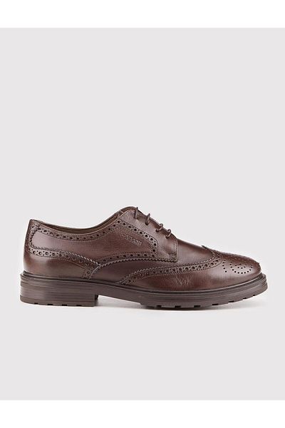 Cabani Men's Genuine Leather Light Rubber Sole Brown Lace-up Casual Shoes
