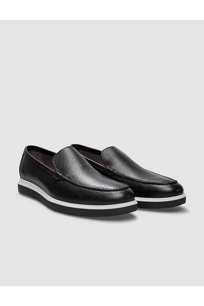 Cabani Black Genuine Leather Men's Casual Shoes