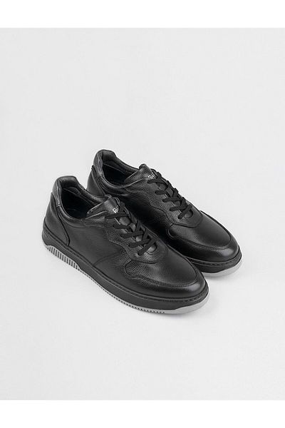 Cabani Genuine Leather Black Berlin Lace-Up Men's Sports Shoes