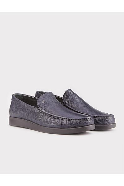 Cabani Genuine Leather Light Rubber Sole Navy Blue Men's Casual Shoes