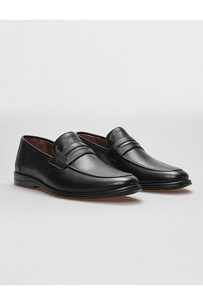 Cabani Black Genuine Leather Men's Casual Shoes
