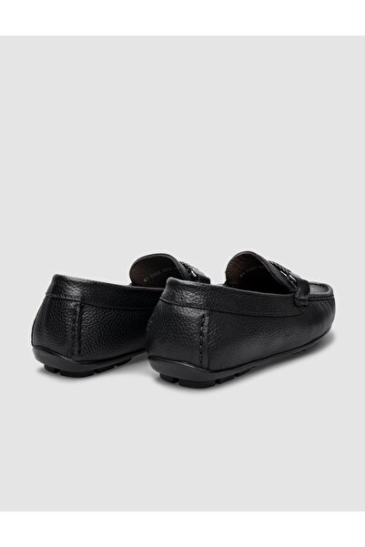 Cabani Rubber Sole Genuine Leather Black Men's Loafer Shoes