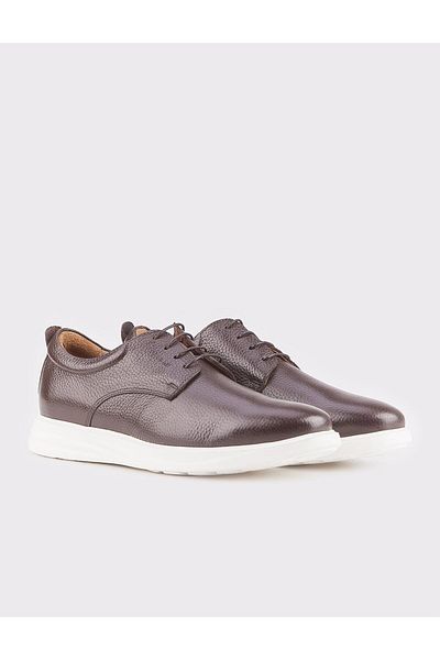 Cabani Genuine Leather Brown Lace-Up Men's Eva Sole Casual Shoes