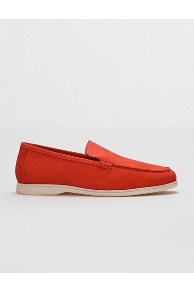 Cabani Red Nubuck Genuine Leather Men's Casual Shoes