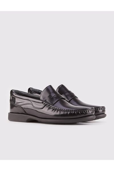 Cabani Genuine Leather Black Non-Slip Rubber Sole Men's Casual Shoes