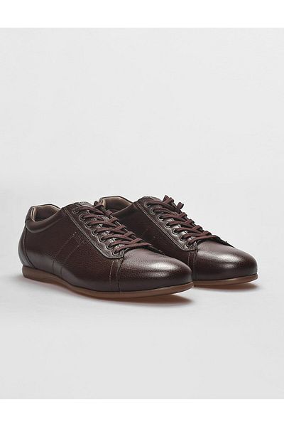 Cabani Genuine Leather Brown Lace-Up Men's Casual Shoes