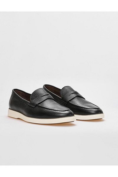 Cabani Black Genuine Leather Men's Casual Shoes