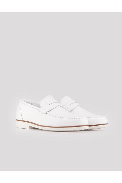 Cabani Genuine Leather White Men's Classic Casual Shoes