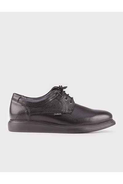 Cabani Genuine Leather Eva Sole Black Lace-Up Men's Casual Shoes