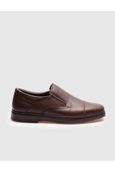 Cabani Stitched Genuine Leather Brown Men's Casual Shoes