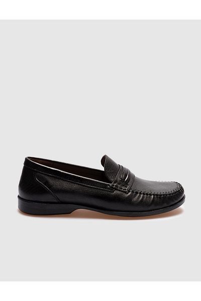 Cabani Black Genuine Leather Men's Casual Shoes