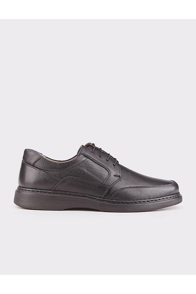 Cabani Genuine Leather Men's Black Lace-up Casual Shoes