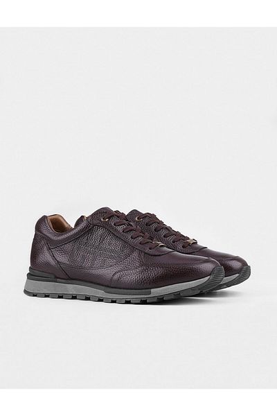 Cabani Thermo Sole Genuine Leather Brown Lace-Up Men's Sports Shoes