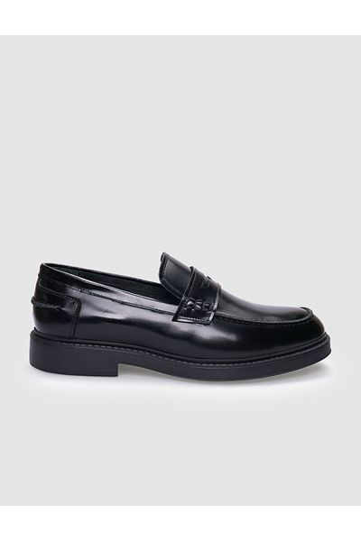 Cabani 100% Genuine Leather Black Opening Leather Men's Casual Shoes