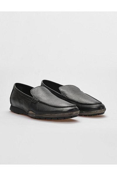 Cabani Black Genuine Leather Men's Casual Shoes