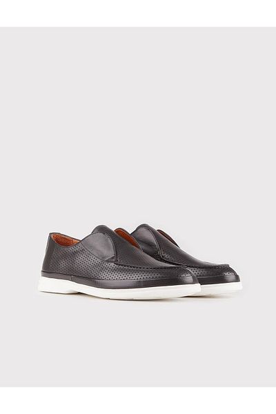 Cabani Genuine Leather Men's Black Summer Casual Shoes