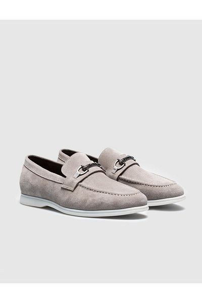Cabani Genuine Leather Beige Suede Men's Casual Shoes