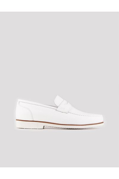 Cabani Genuine Leather White Men's Classic Casual Shoes