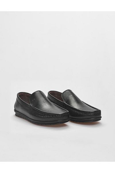 Cabani Black Genuine Leather Men's Loafer