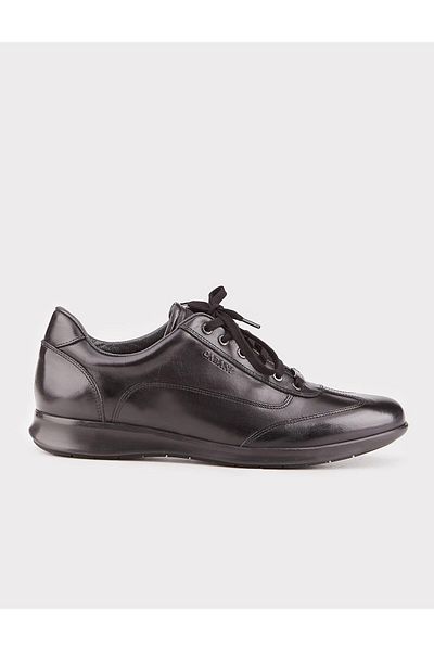 Cabani Men's Genuine Leather Rubber Sole Black Lace-Up Casual Shoes