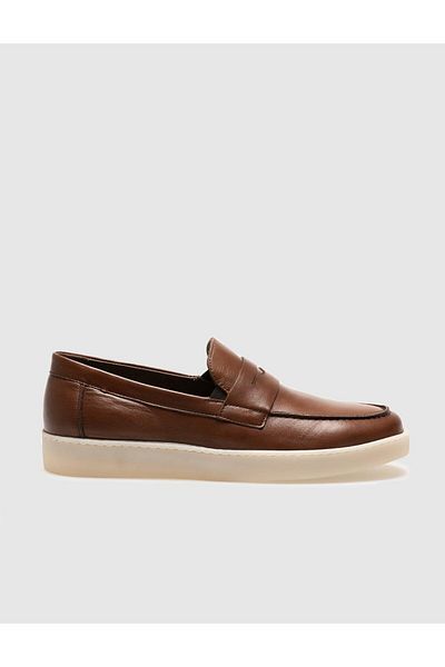Cabani Genuine Leather Tan Belted Men's Casual Shoes
