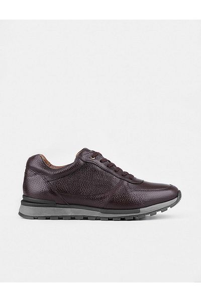 Cabani Thermo Sole Genuine Leather Brown Lace-Up Men's Sports Shoes