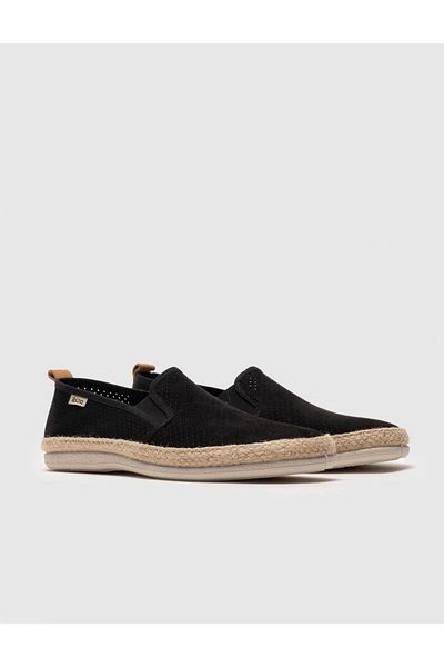 Cabani Black Straw Detailed Men's Casual Shoes