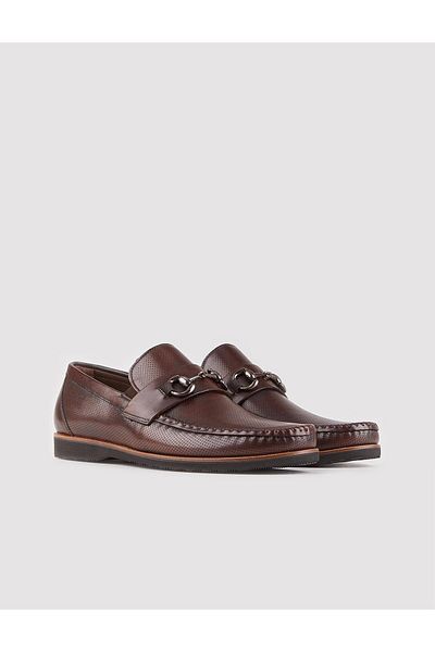 Cabani Genuine Leather Brown Buckle Accessory Men's Casual Shoes